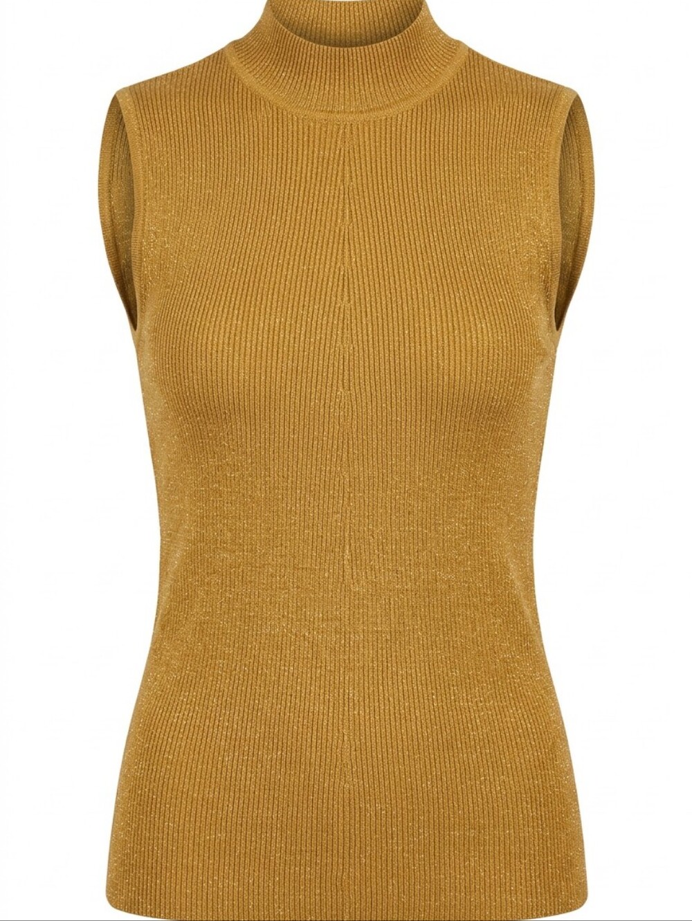 CATO Sleeveless Mock Neck Knit Top in Mustard Gold